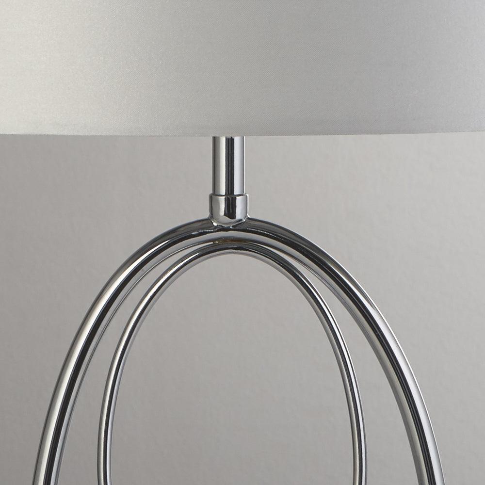 Searchlight Loopy 1 Light Chrome Table Lamp - White Shade 3