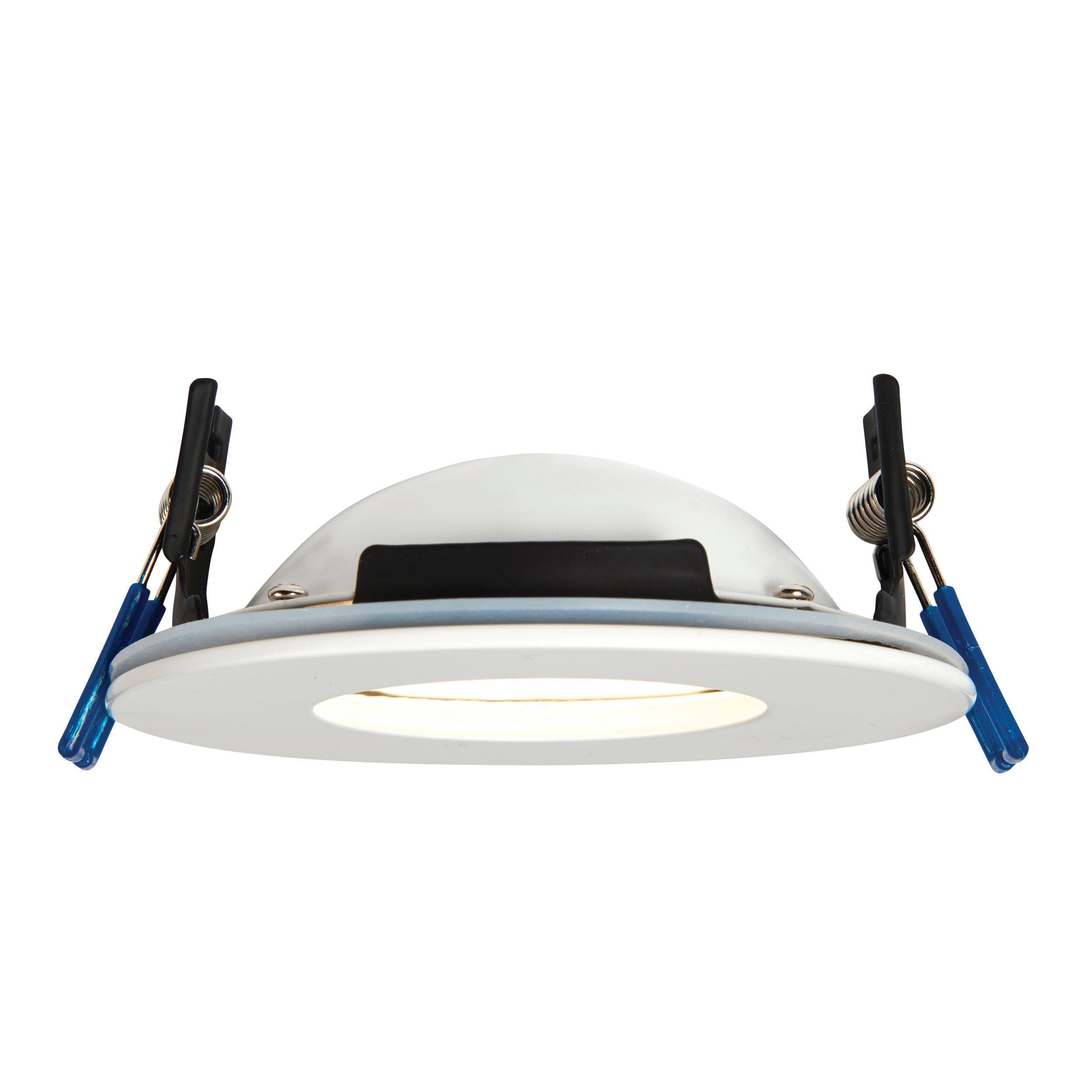 orbitalplus matt white recessed ceiling light ip65 9w by saxby lighting, close up image 376
