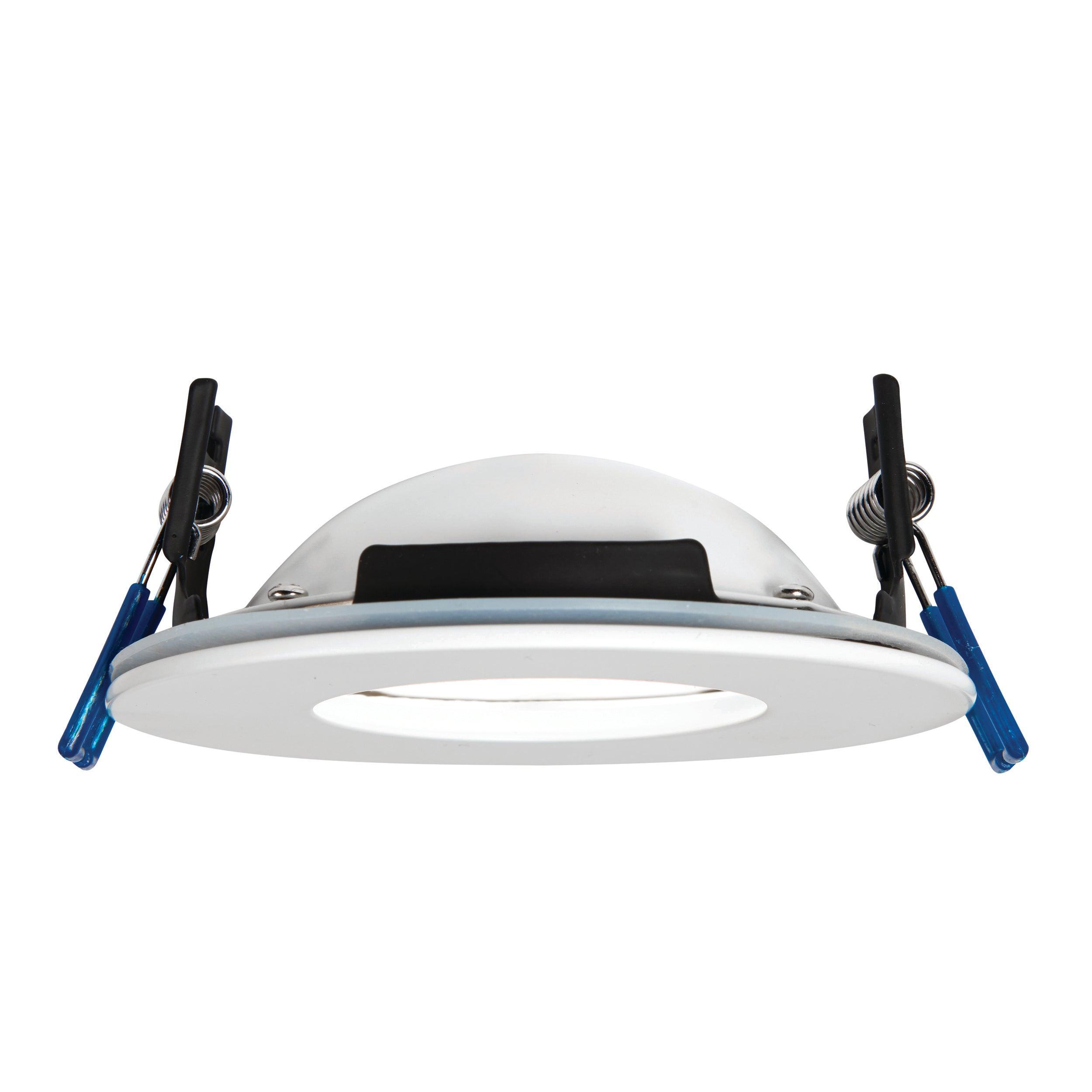 orbitalplus matt white recessed ceiling light ip65 9w 1 by saxby lighting, close up image 375