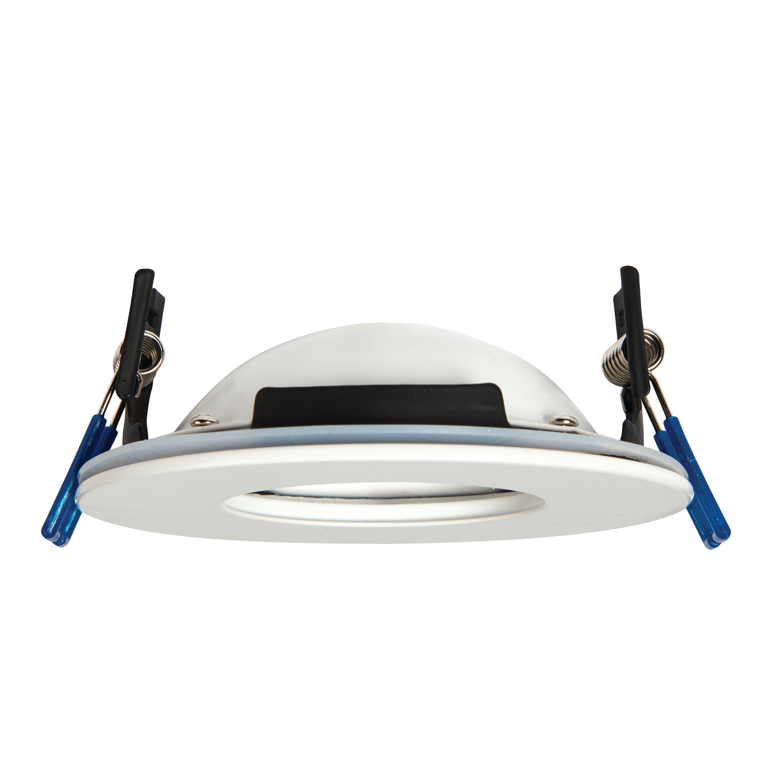 orbitalplus matt white recessed ceiling light ip65 9w 1 by saxby lighting, close up image 328