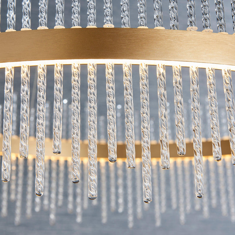 Crescendo LED Brushed Gold & Glass Rod Ceiling Pendant