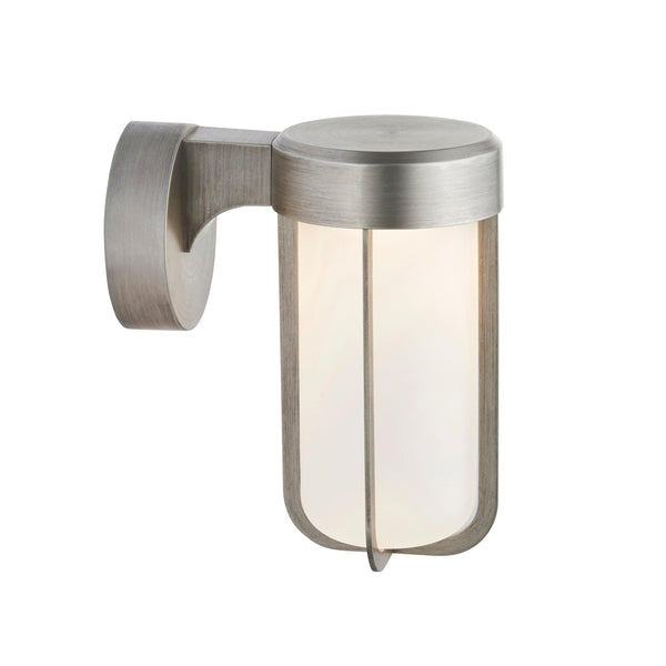 Newquay LED Silver Outdoor Wall Light with Frosted Shade