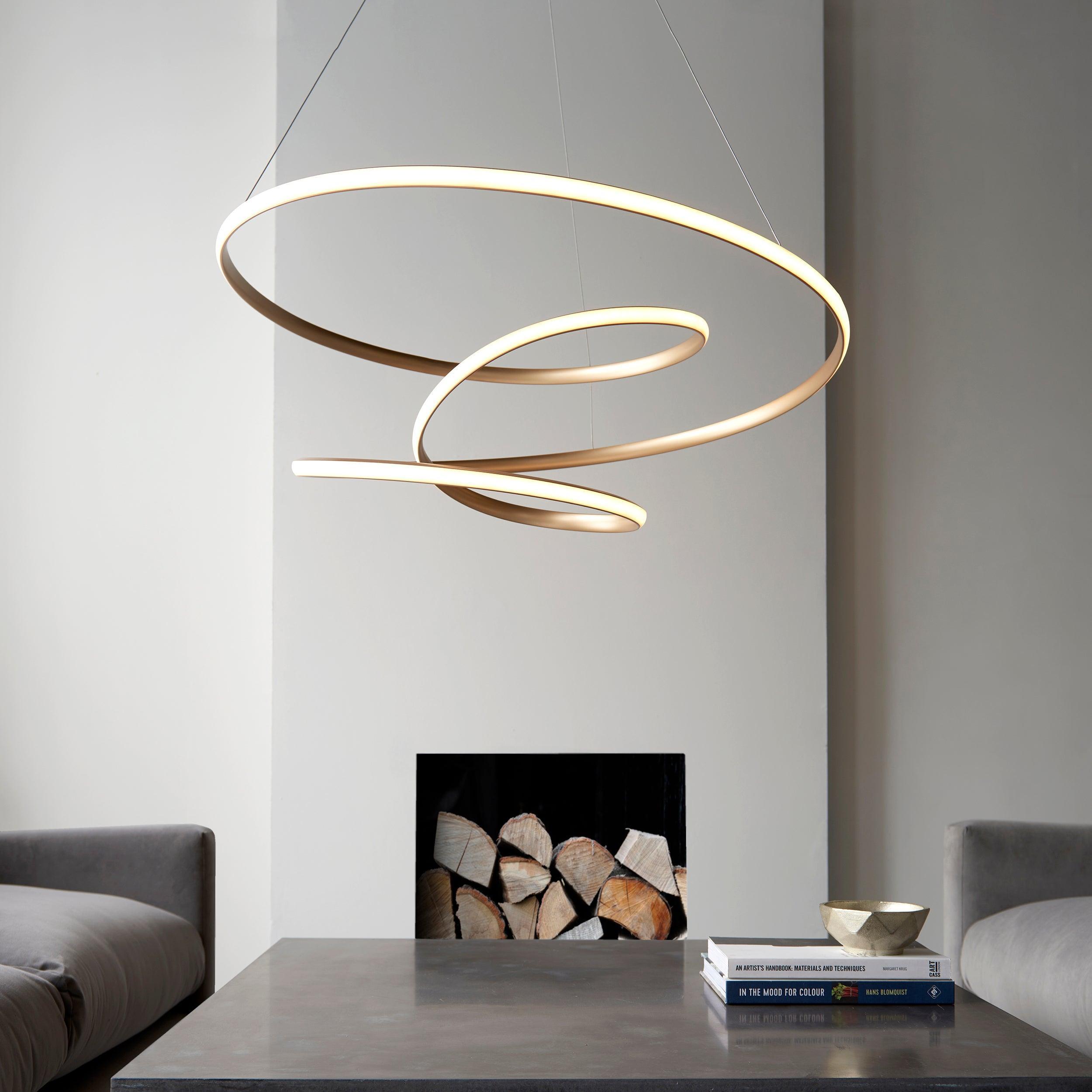 Helice Modern Spiral Gold LED Ceiling Pendant Light-Ceiling Pendant Lights-Living Lights-4-Tiffany Lighting Direct