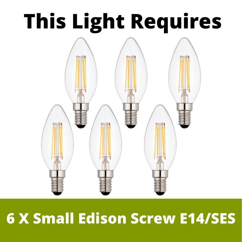 Easton 6lt Ceiling Pendant Light by Endon Lighting bulbs