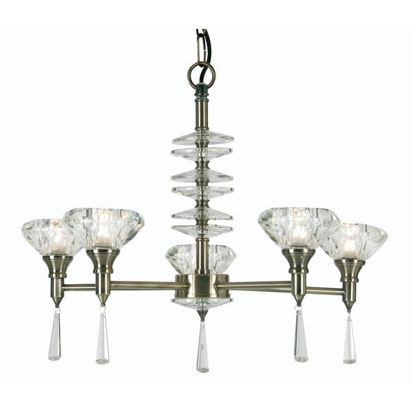 Sahar 5 Light Brass Chandelier With Crystal Glass & Scones-Oaks Lighting-1-Tiffany Lighting Direct