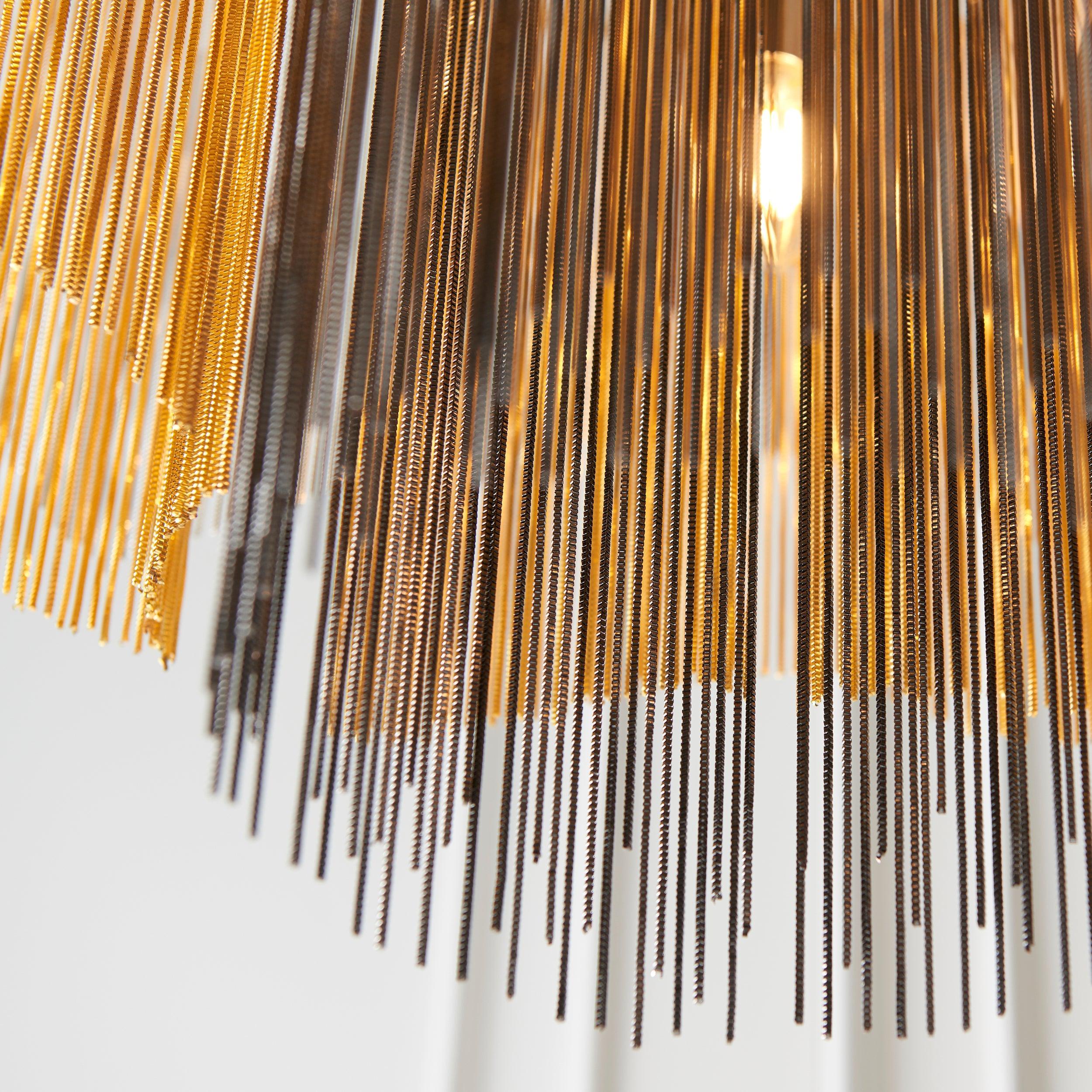 La Tour Nickel, Gold & Black Chains Ceiling Pendant Light-Ceiling Pendant Lights-Living Lights-7-Tiffany Lighting Direct