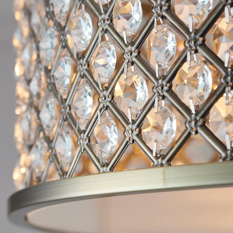 Traditional Flush And Semi Flush Ceiling Lights - Hudson Antique Brass & Clear Crystal Glass 3LT Semi Flush 70558 crystal detail