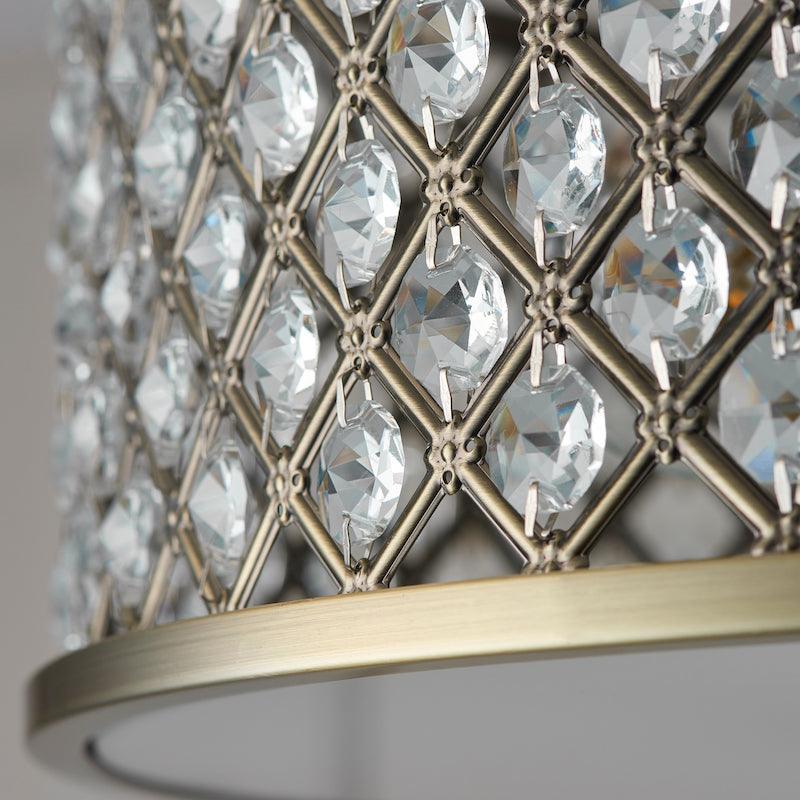 Traditional Flush And Semi Flush Ceiling Lights - Hudson Antique Brass & Clear Crystal Glass 3LT Semi Flush 70558 detail