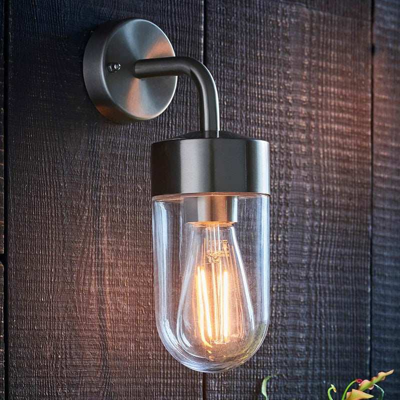 Endon North Brushed Stainless Steel Outdoor Wall Light