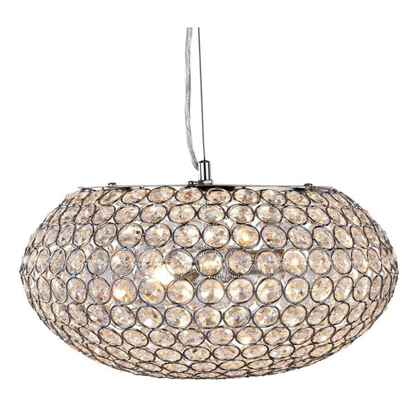 Chantilly 3 Light Chrome Ceiling Pendant - Crystal Buttons