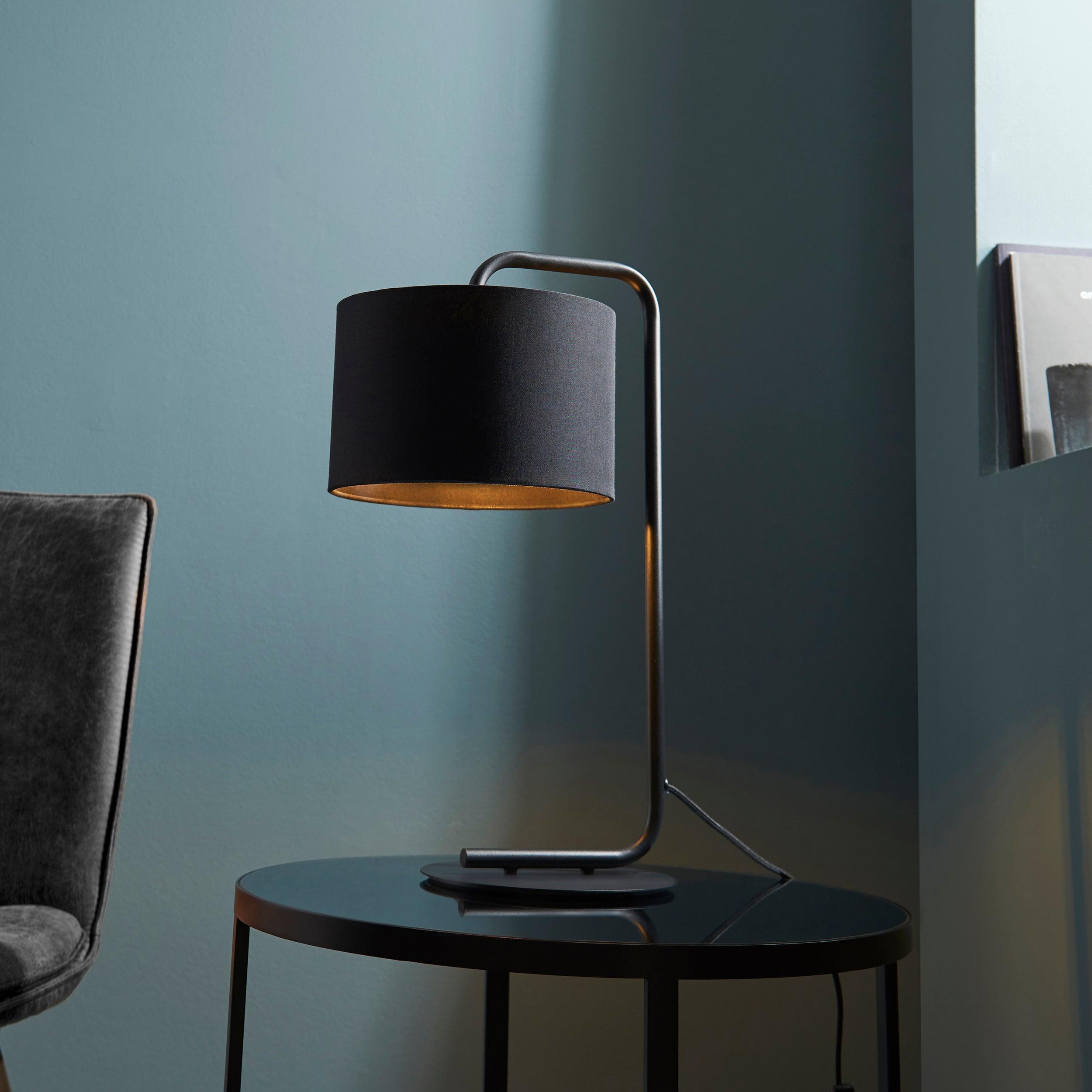 Dorset Black Table Lamp - Black 23cm Shade-Living Lights-Living-Room-Tiffany Lighting Direct-[image-position]
