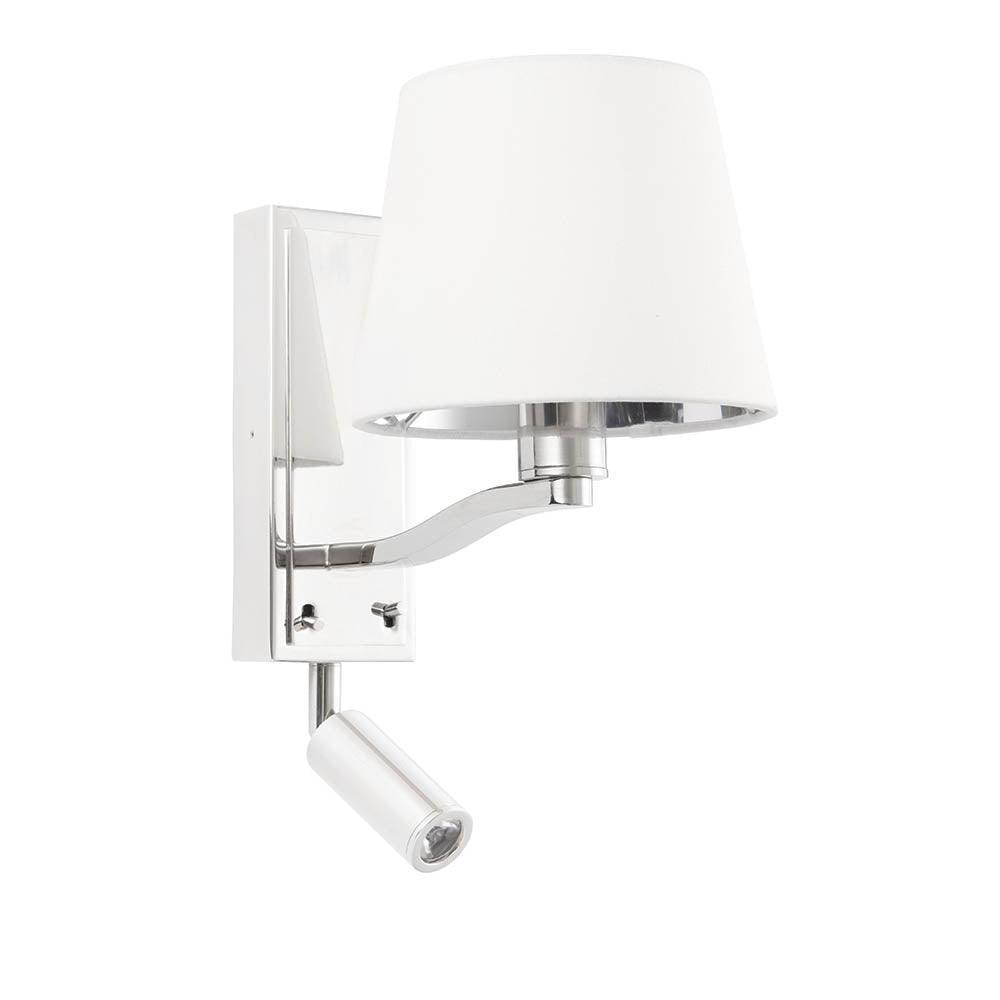 harvey nickel finish wall light white shade by Endon Lighting Bedroom Close Up Image