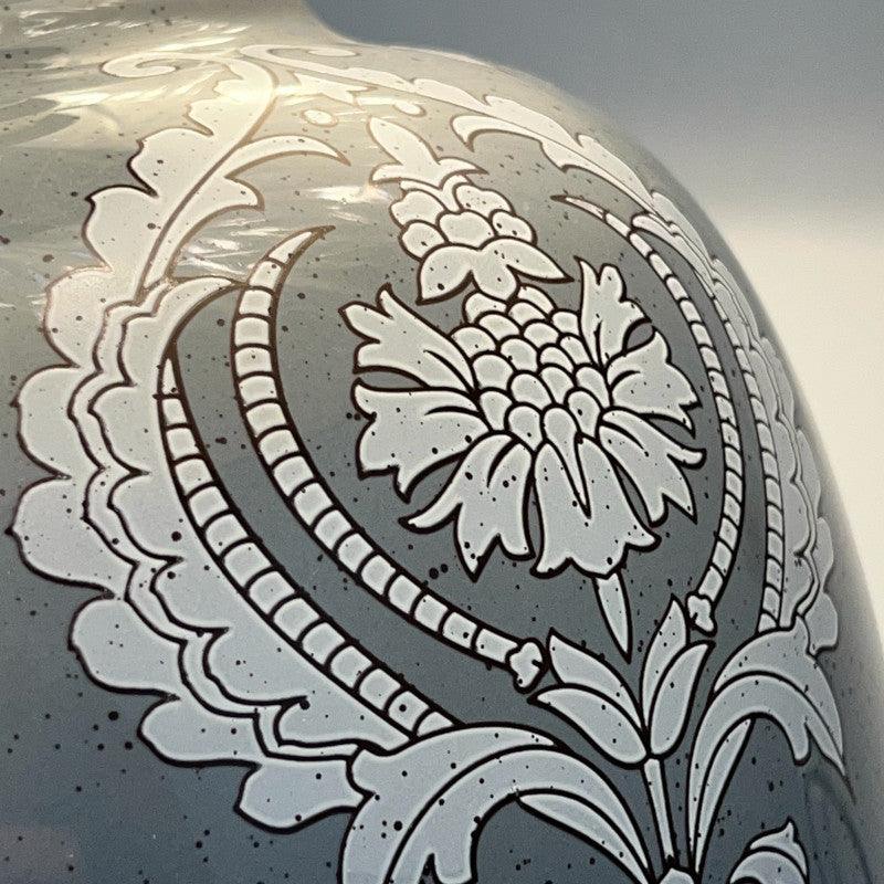 Burford Grey Ceramic Table Lamp close up 3