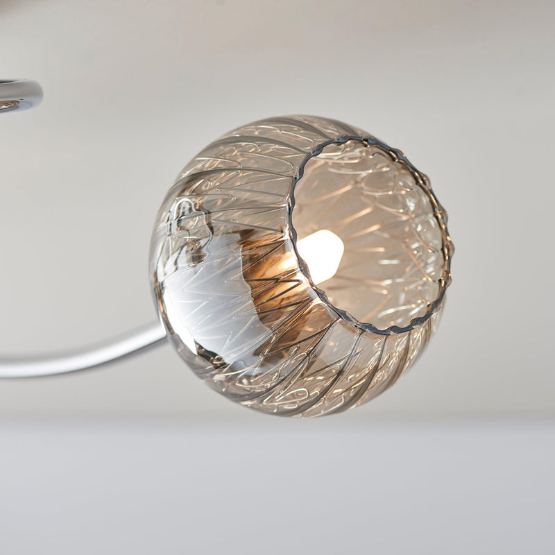 Aerith 3 Lt Semi flush Ceiling Light by Endon Lighting 73642 living room extreme close up inside shade