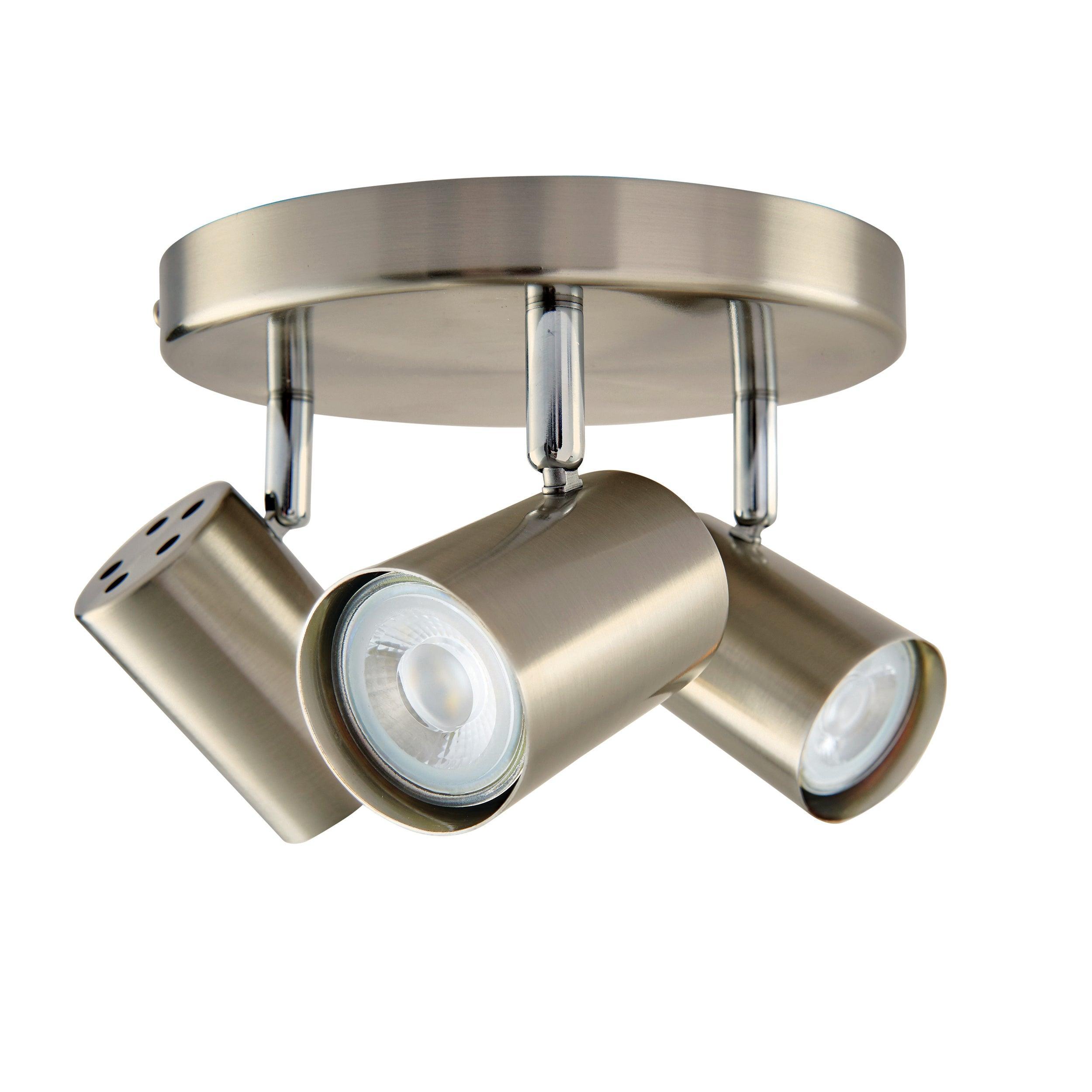 arezzo 3 light satin chrome spotlightby Saxby Lighting, close up image