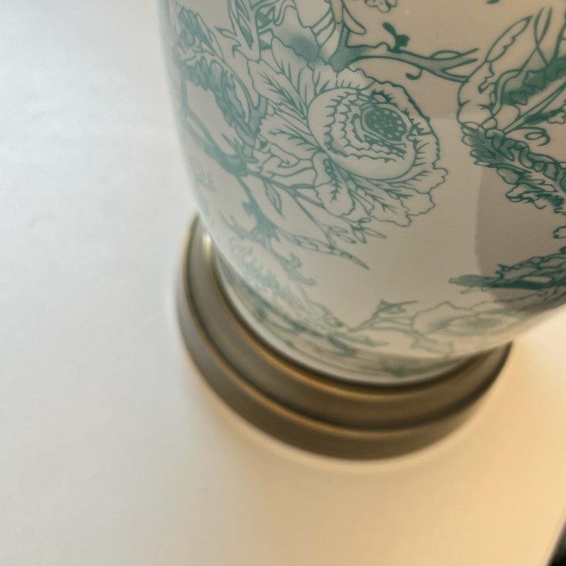 Bourton Green & Cream Ceramic Table Lamp - close up 3