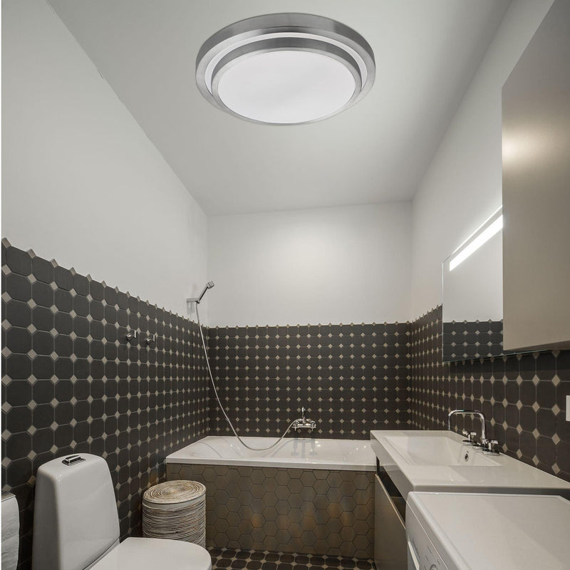Cork LED 2 Tier Bathroom Silver & White Flush Ceiling Light image 4
