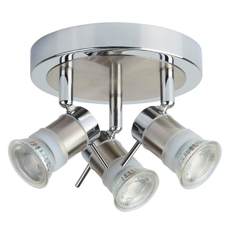 Aries Chrome 3 Light Adjustable Round Flush Spotlights