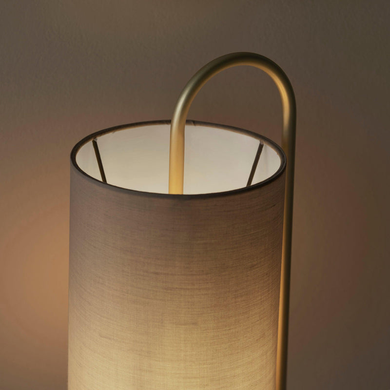 Kilburn Brass Table Lamp - With Grey Fabric Shade