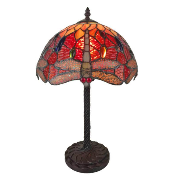 Minster Orange 12" Dragonfly Tiffany Table Lamp