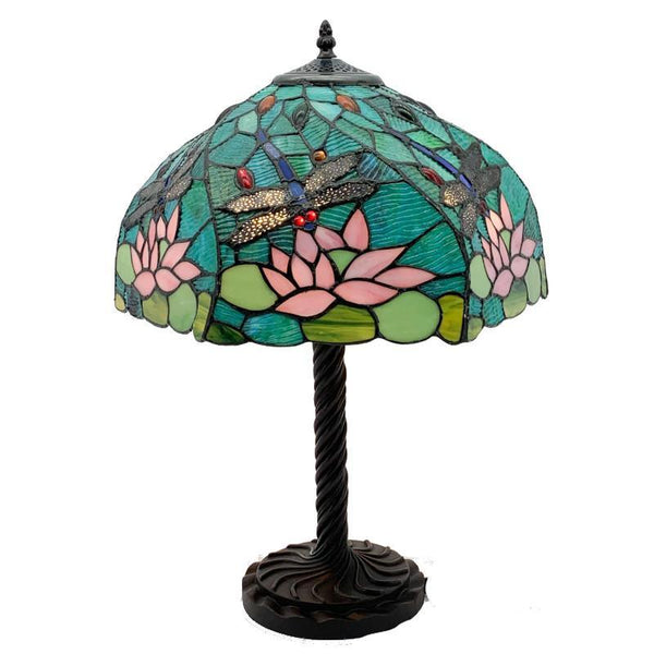 Minster 16" Blue/Green Dragonfly Tiffany Table Lamp