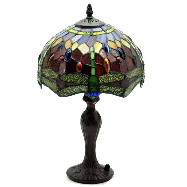 Minster 10" Red Dragonfly Tiffany Table Lamp