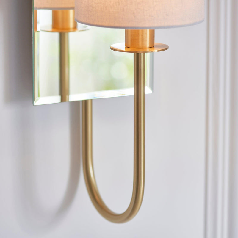 Sheena Brass Wall Light With Mirrored Glass Back Living Room Shade Image