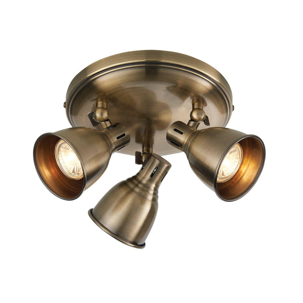 Endon Westbury 3 Light Antique Brass Spot Light