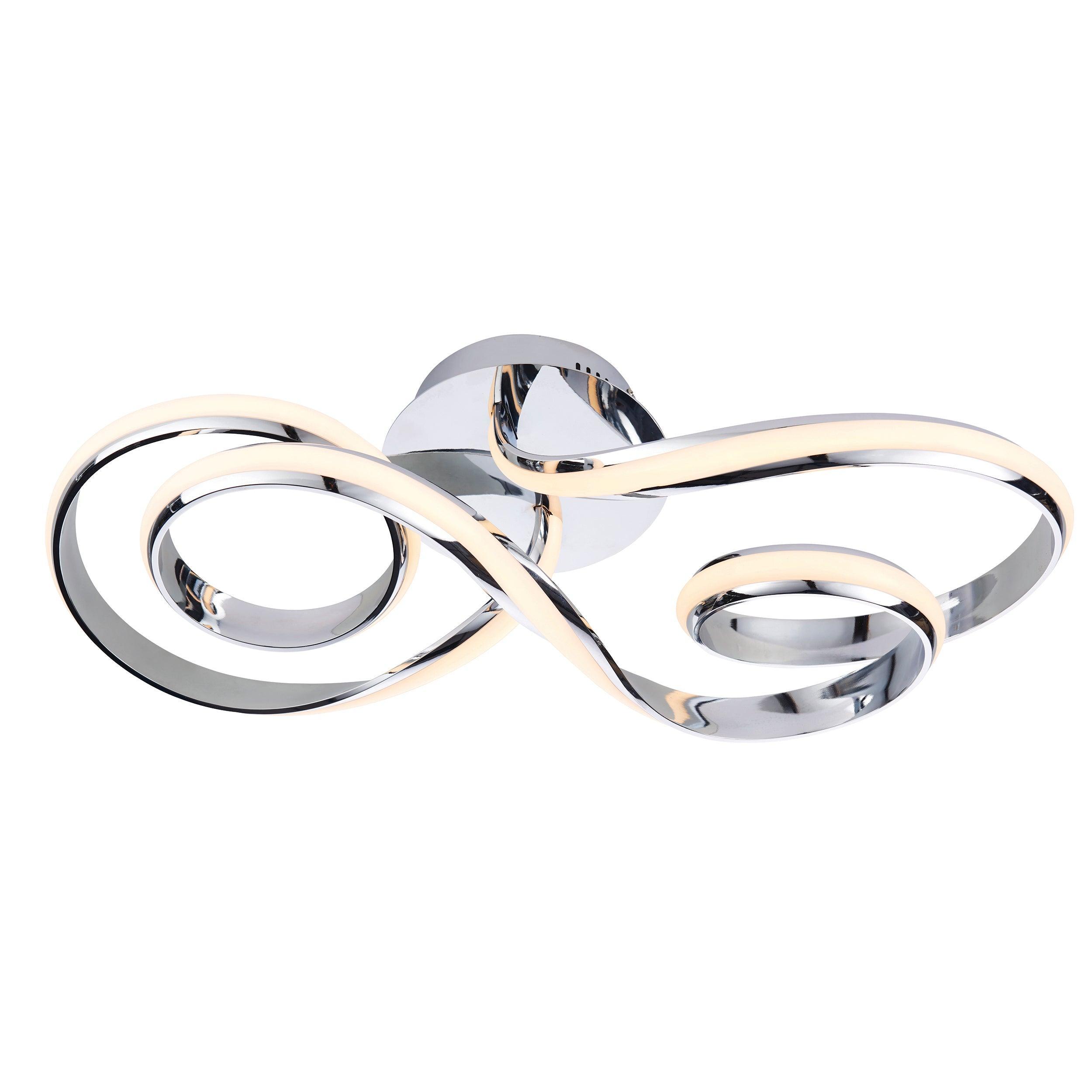 Aria Chrome LED Modern Semi Flush Ceiling Light Living room Image