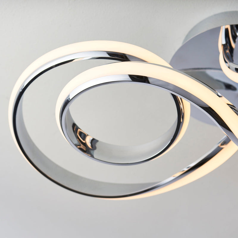 Aria Chrome LED Modern Semi Flush Ceiling Light image 5