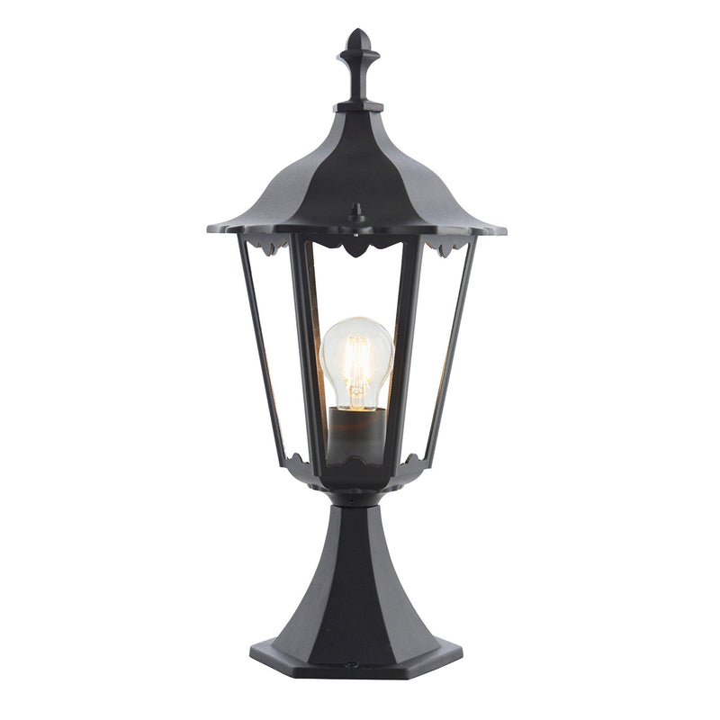 Endon Burford 1 Light Black Outdoor Pedestal Lantern