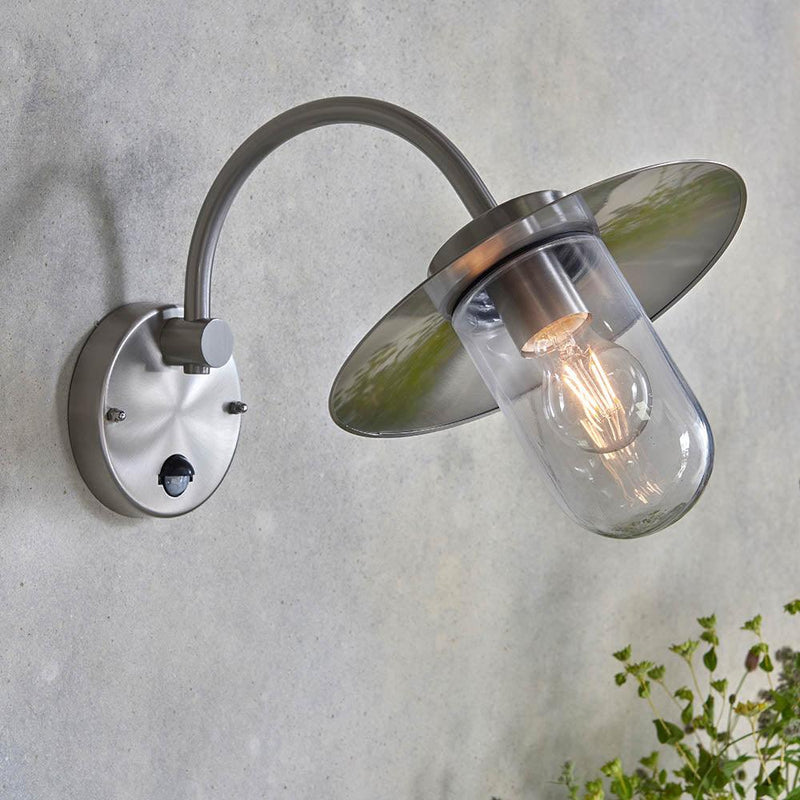 Lincoln Stainless Steel Outdoor Wall Light With PIR Sensor