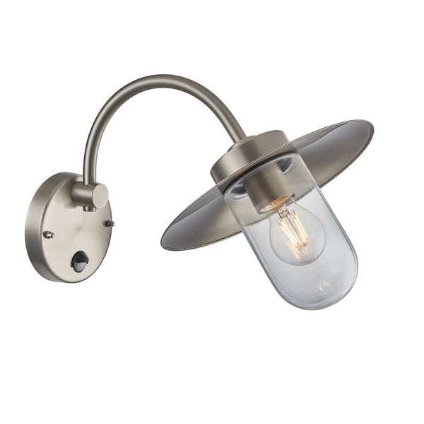 Lincoln Stainless Steel Outdoor Wall Light With PIR Sensor