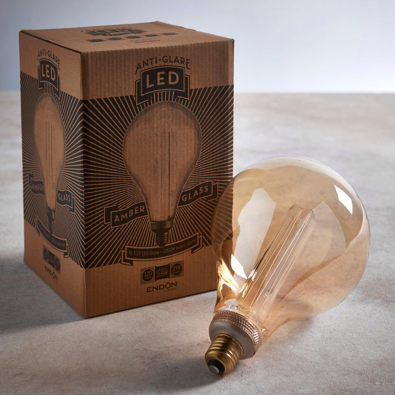 XL Dimple E27 Amber Globe Decorative LED 2.5w Light Bulb