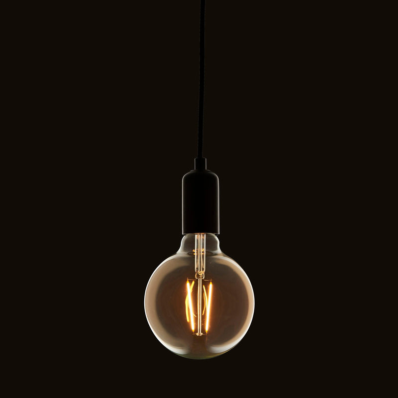 E27 LED 2w 125mm Dia Tinted Amber Filament Globe Light Bulb
