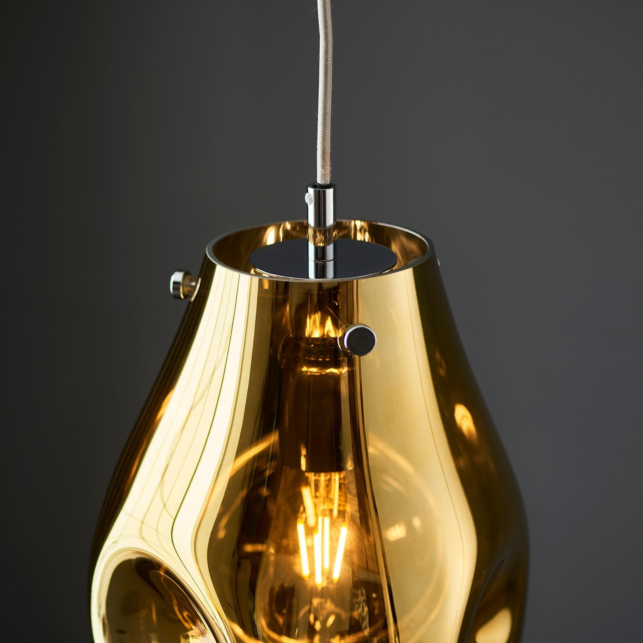 Dazzle Gold Metallic Glass & Chrome Pendant Light-Ceiling Pendant Lights-Living Lights-8-Tiffany Lighting Direct