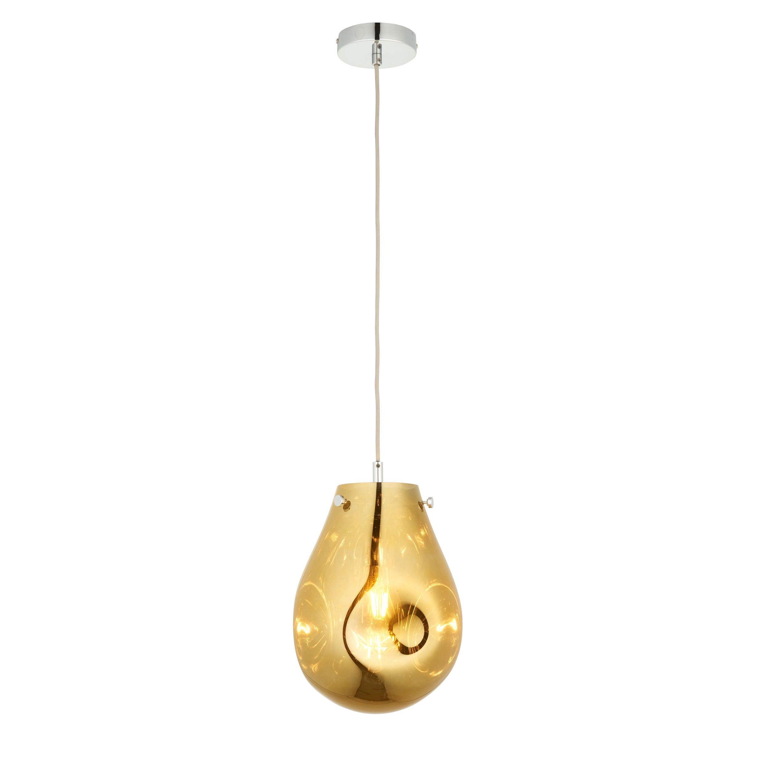 Dazzle Gold Metallic Glass & Chrome Pendant Light-Ceiling Pendant Lights-Living Lights-9-Tiffany Lighting Direct