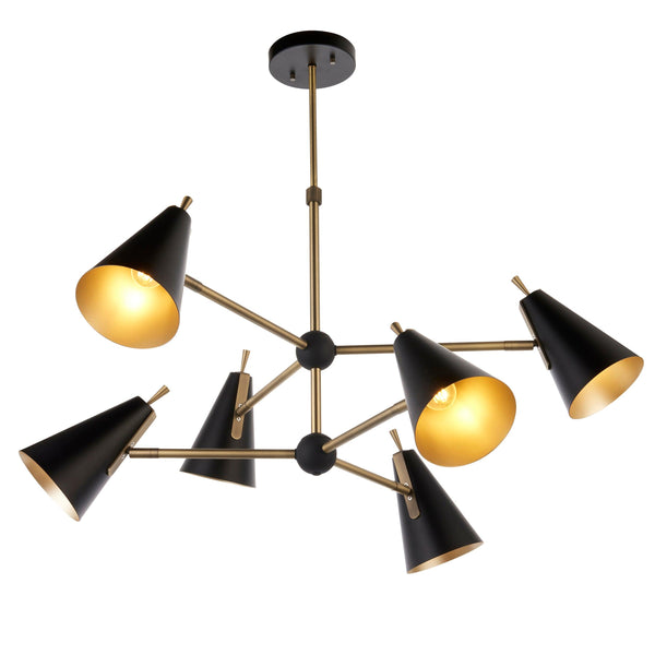 Harlesden Industrial 6 Light Black & Gold Modern Pendant