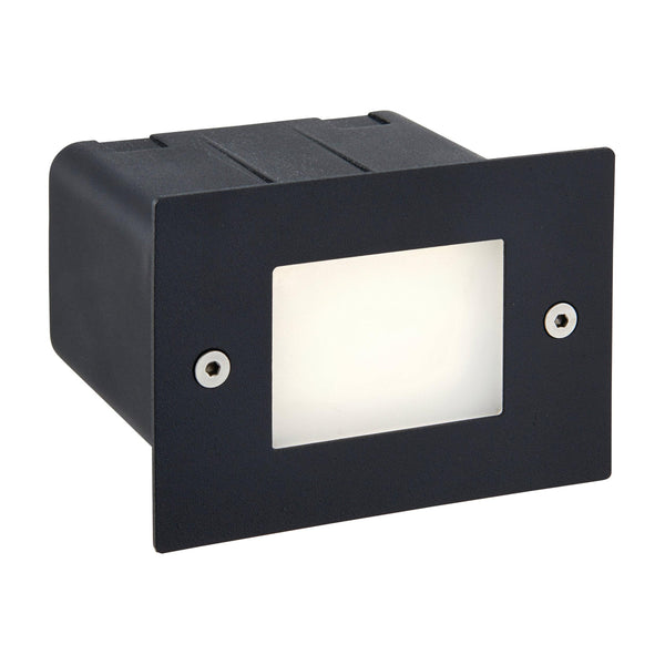 Seina Black LED Half Brick Light IP44 2W - Cool White