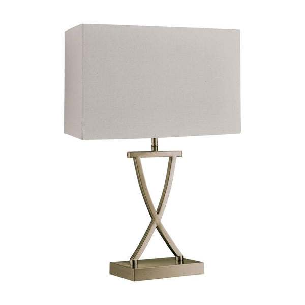Club Antique Brass Table Lamp - White Rectangle Shade 1