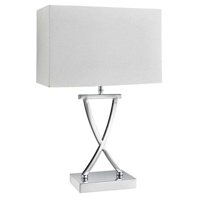 Club Chrome Table Lamp - White Rectangle Shade Searchlight 1