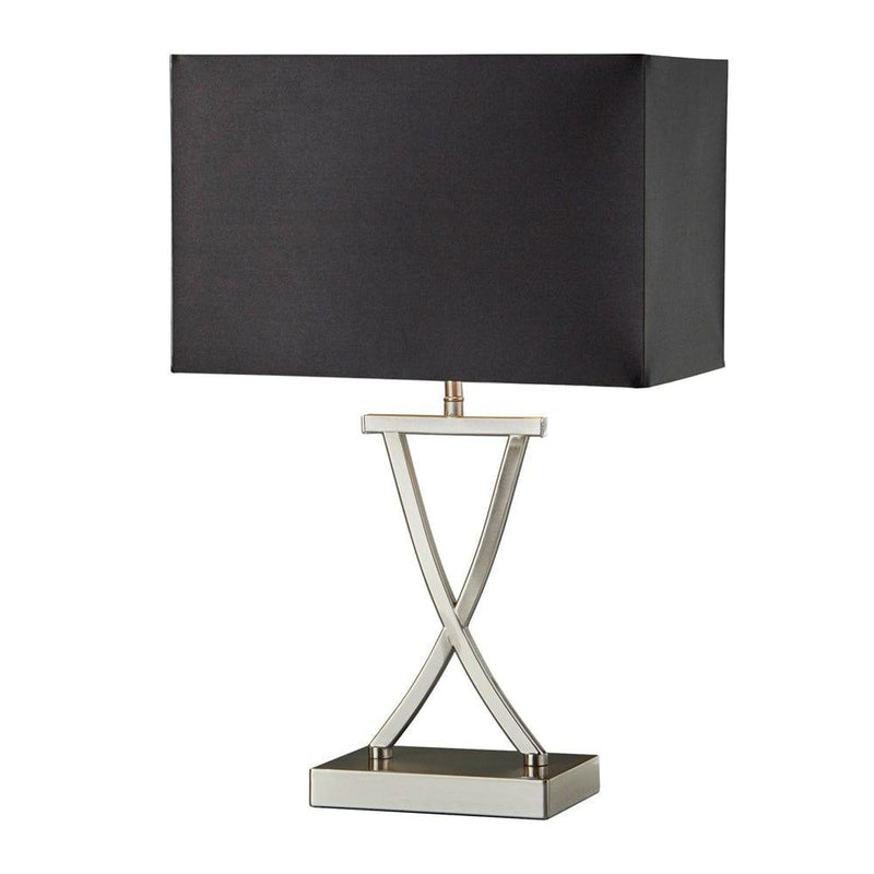 Club Silver Table Lamp - Black Rectangle Shade Searchlight 1