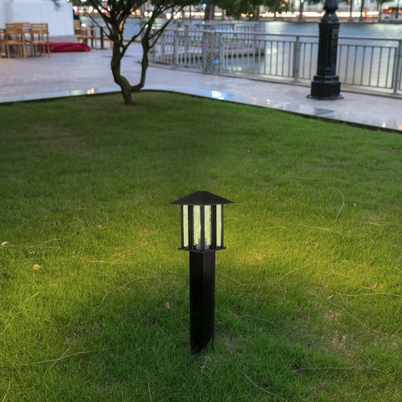 Venice 1 Light Outdoor Black/Water Glass Post - 74cm