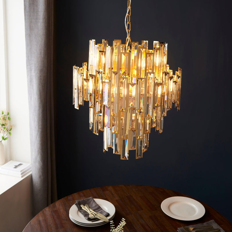 Aura 12 Light Gold & Champagne Crystal Ceiling Pendant