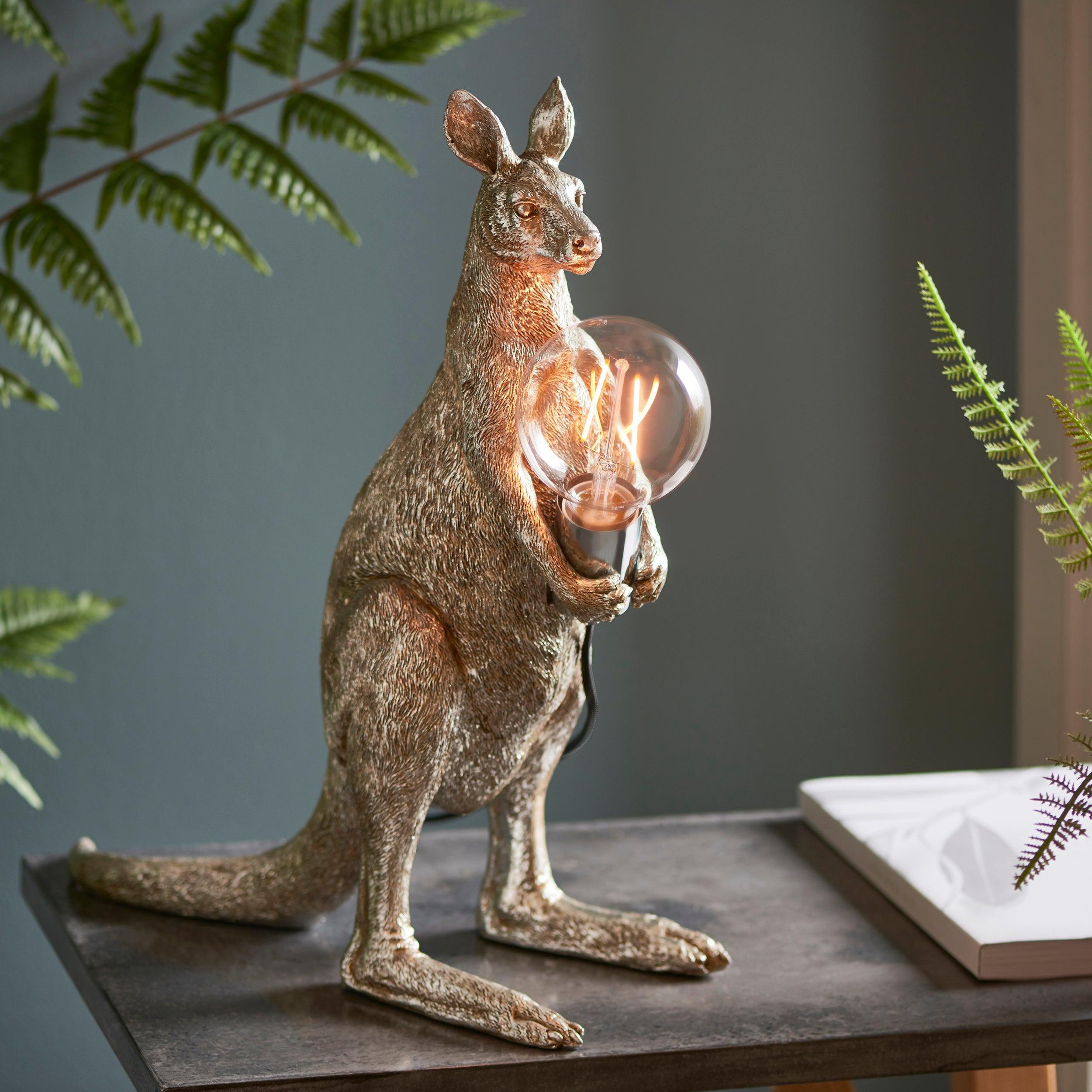 Living Lighting Kanga Silver Kangaroo Table Lamp-Living Lights-Living-Room-Tiffany Lighting Direct-[image-position]