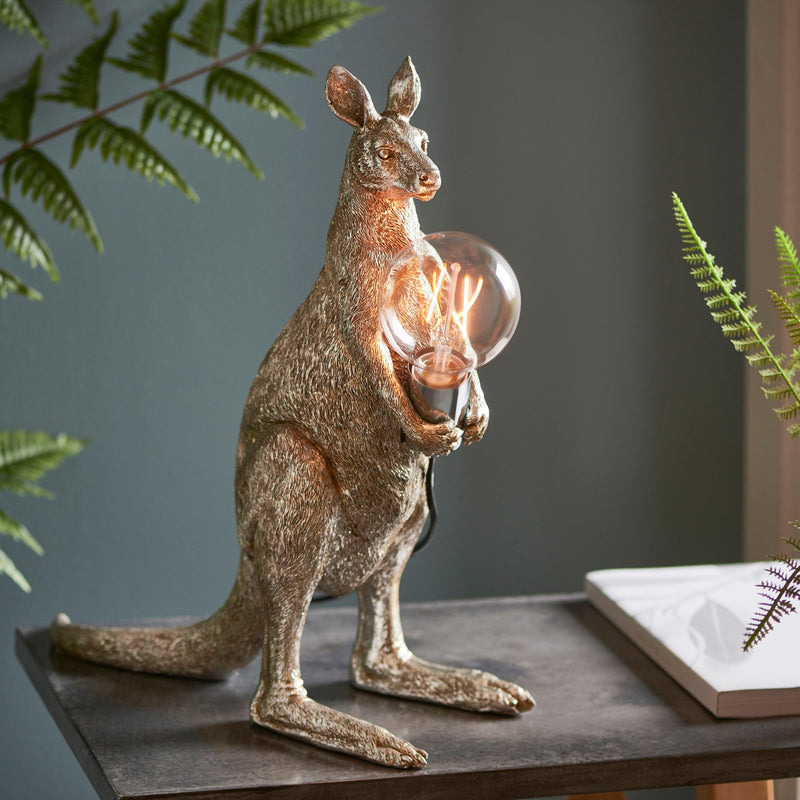 Living Lighting Kanga Silver Kangaroo Table Lamp