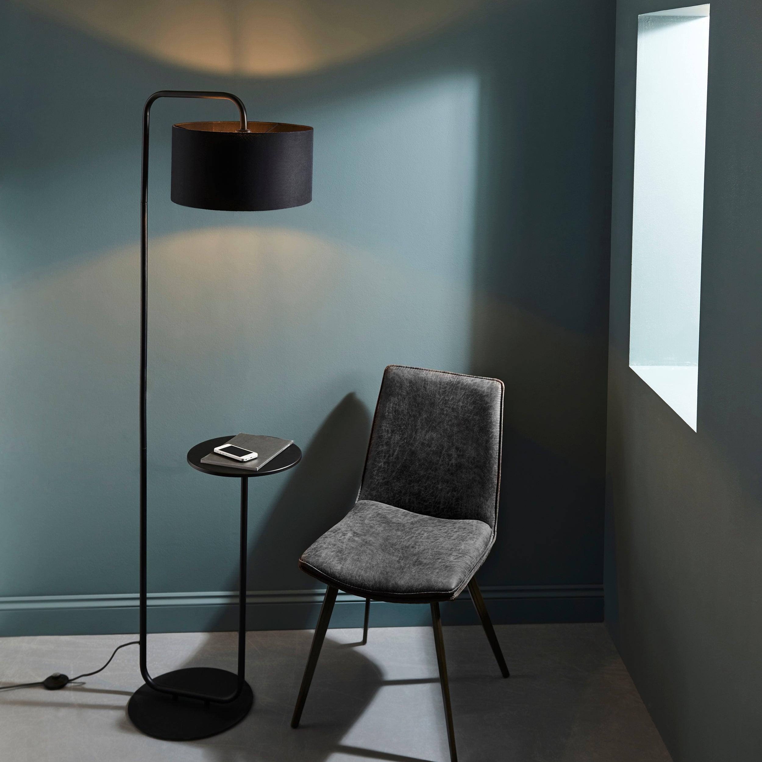 dorset black floor lamp with 32cm table top black shade mDining room lighting