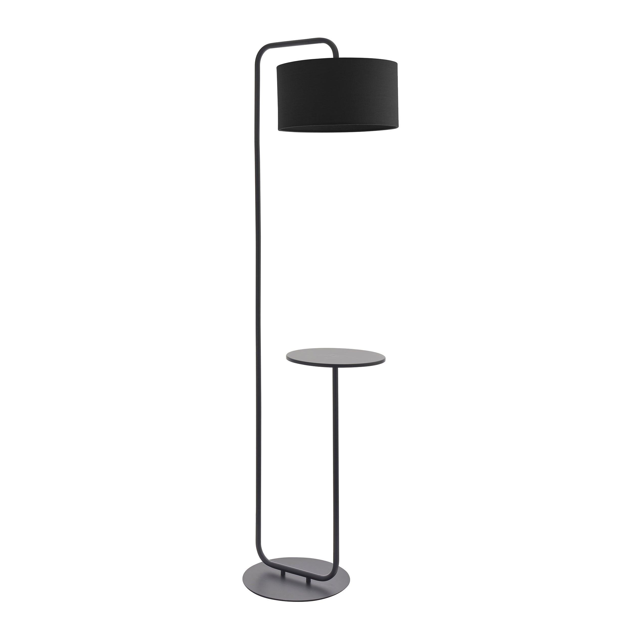 dorset black floor lamp with 32cm table top black shade close fitting image