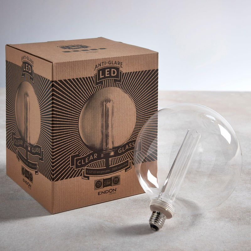 E27 Globe Internal Cylinder Clear LED 2.8w Light Bulb - 200mm