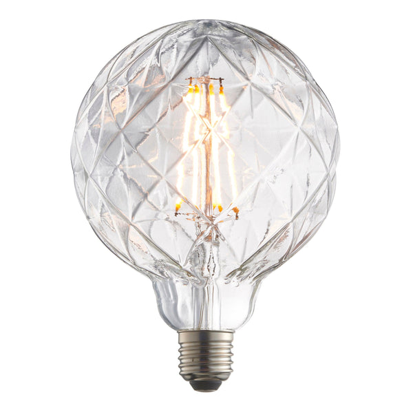 Groove E27 Decorative Clear Glass LED 100mm 4w Light Bulb